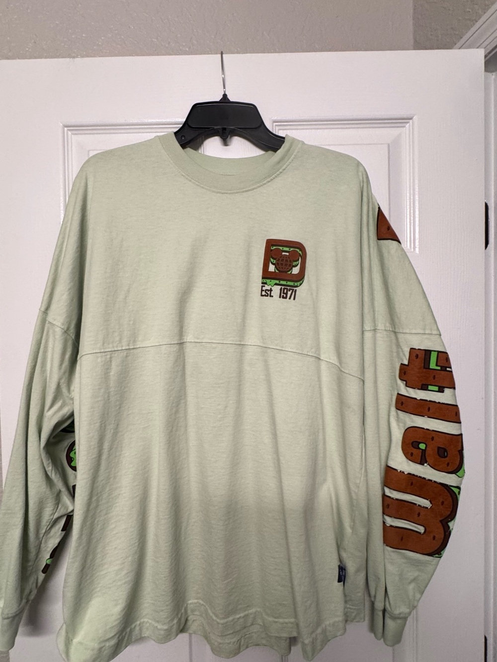 Disney Long Sleeve Tee - Light Sage with Brown & Green Graphics